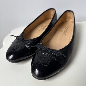 Black Chanel Ballet Flats (size 38)